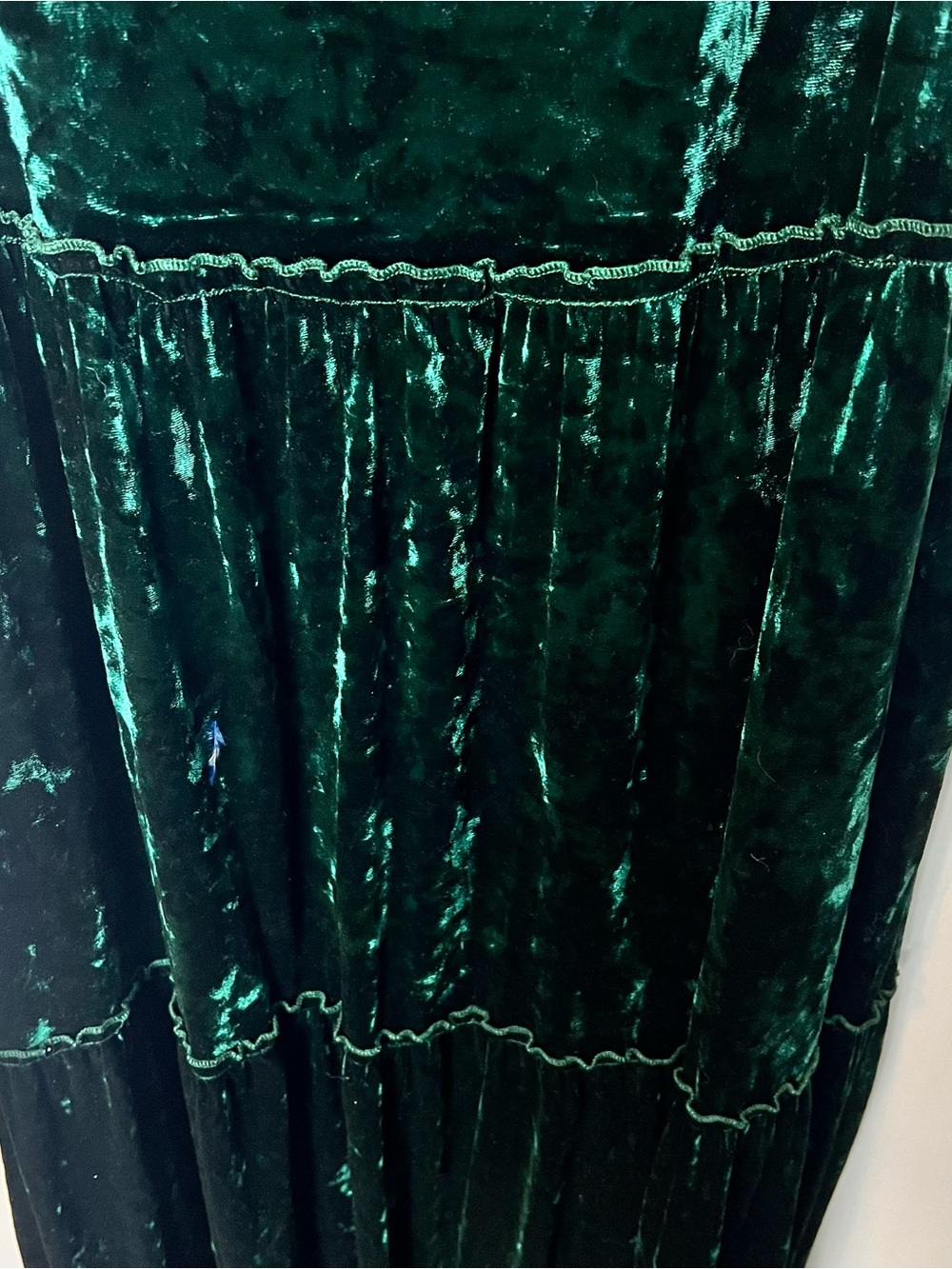 Natural Life Karlie Green Crushed Velvet Tiered Maxi Dress Sz. L - Picture 6 of 8